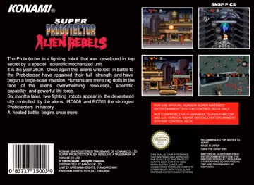 Super Probotector - Alien Rebels (Europe) (Sample) box cover back